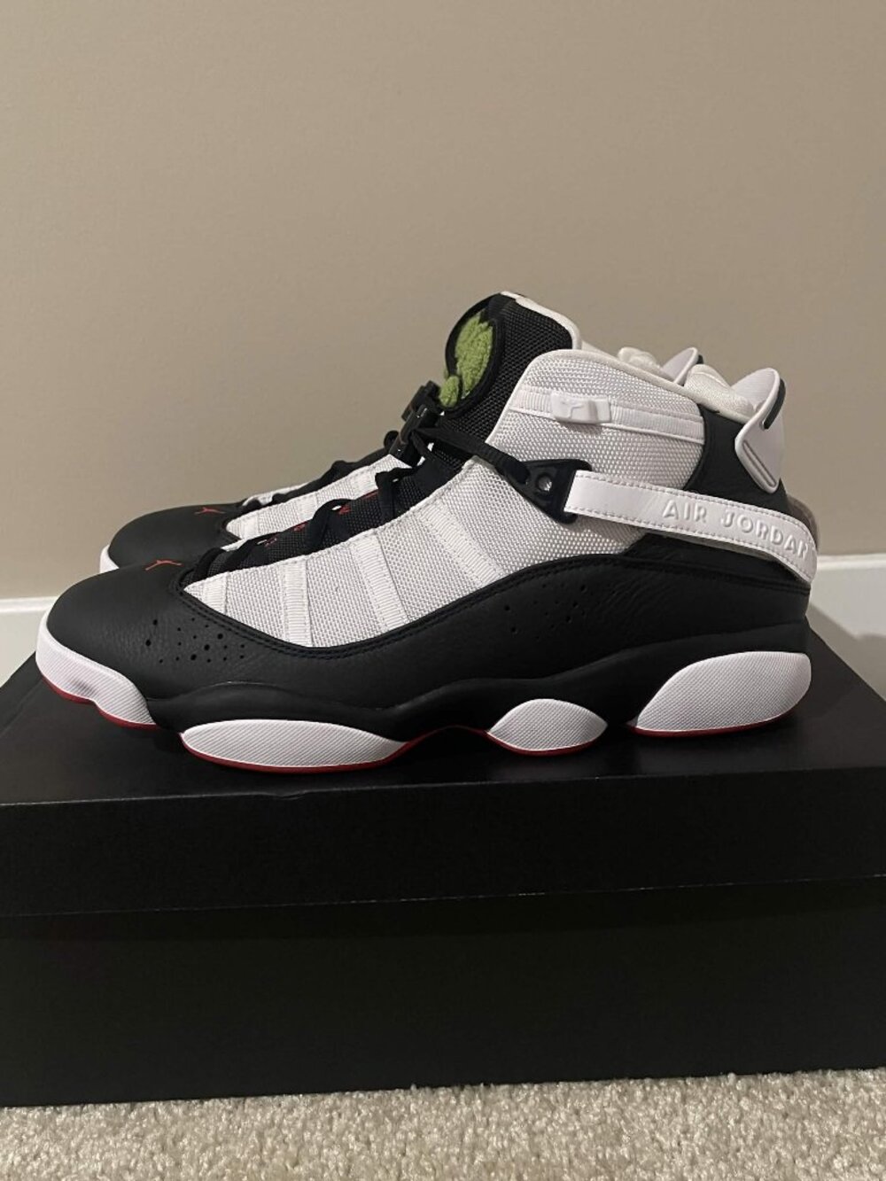 Jordan 6 Rings Black University Red White Size 11.5